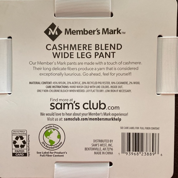 MEMBERS MARK Brown Cashmere Blend Drawstring Pants sz XXLARGE - Picture 3 of 3